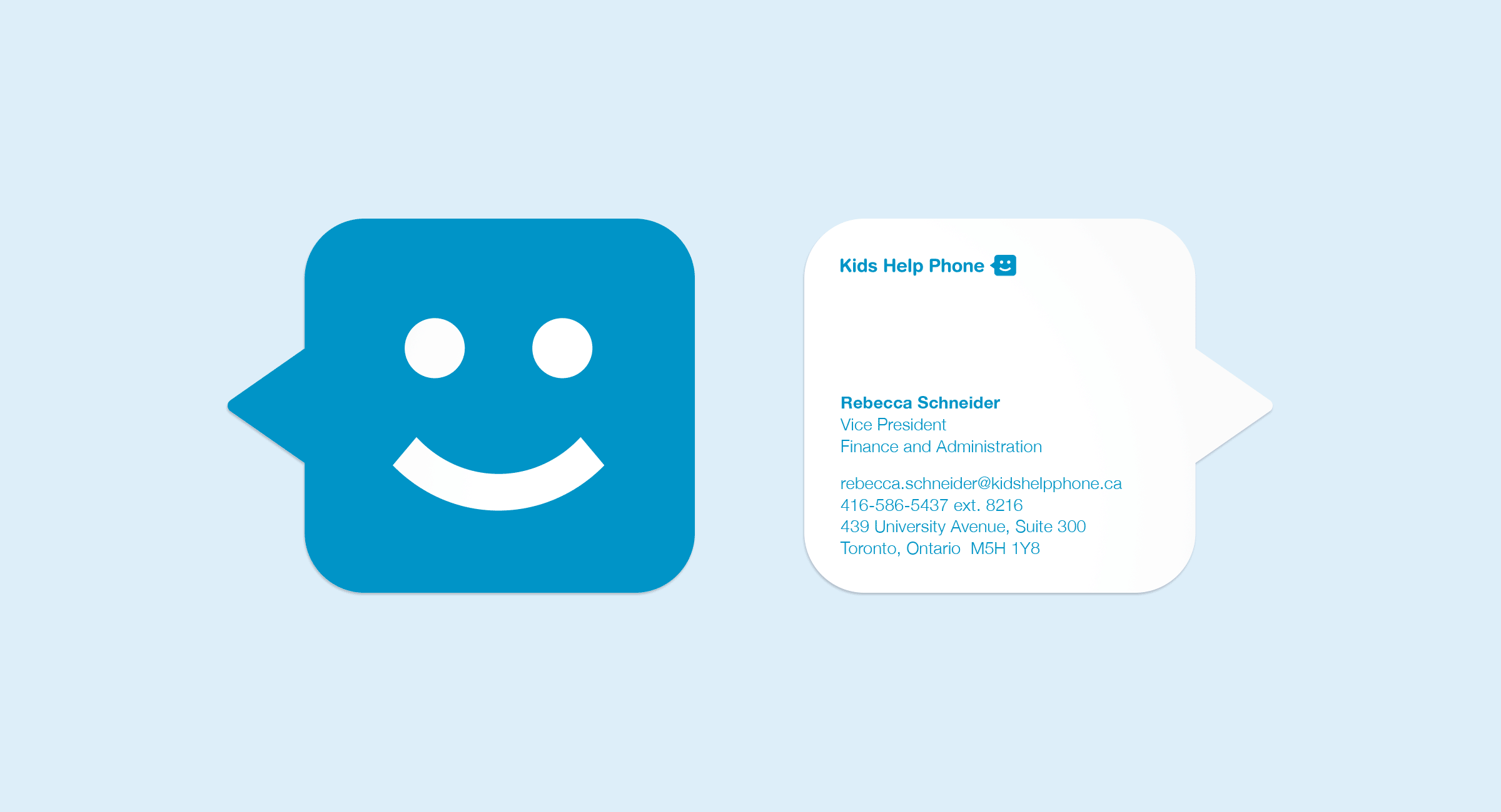 Kids Help Phone business card in four colours