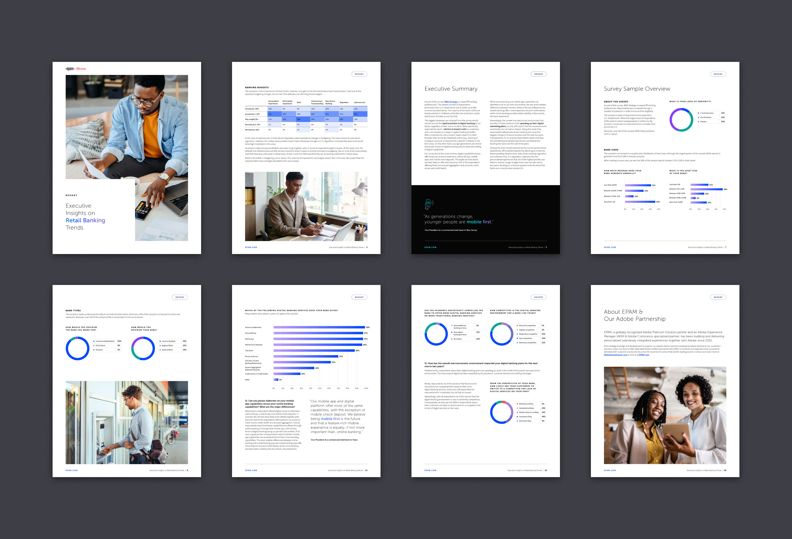 Pages from an EPAM report about retail banking trends